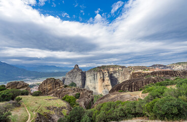 The rocky landscape of Meteora