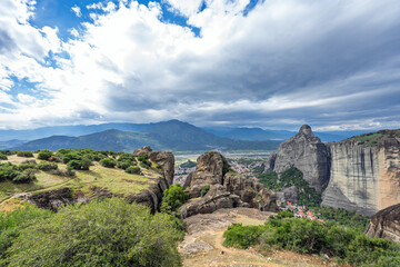 The rocky landscape of Meteora