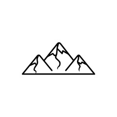 Outline of three mountains connected with jagged peaks and snowy details atop a flat base