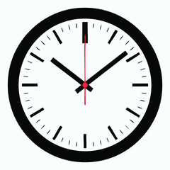 Black and White Analog Clock Face with Red Second Hand