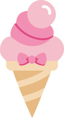 Whimsical girly cute pink ice cream cone vector illustration adorable treat