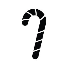Black Candy Cane Graphic on White christmas icon