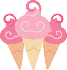 Whimsical girly ice cream cone bundle vector illustration for sweet designs