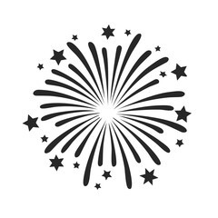 Fototapeta premium Black Firework Burst Icon with Stars on White Background