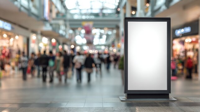 Blank Billboard Mockup in Busy Shopping Mall