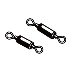 black and white silhouette of a fishing swivel vector on a white background