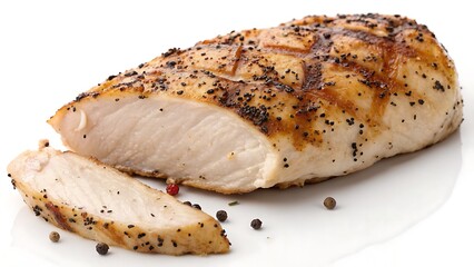 Juicy Grilled Chicken Breast Seasoned with Black Pepper Isolated