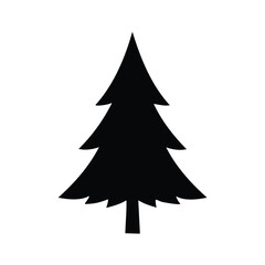 Black silhouette of a pine tree on white background