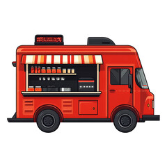 Red food truck illustration ready to serve