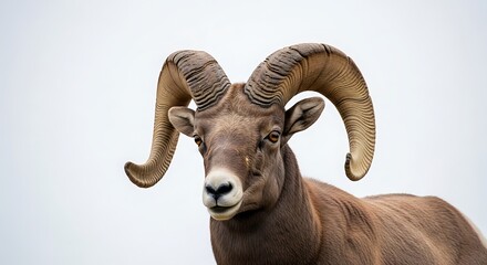 Majestic Bighorn Sheep Ram with Large Curved Horns.