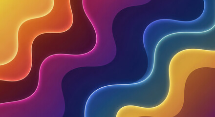 Abstract wavy gradient background with neon glow effect