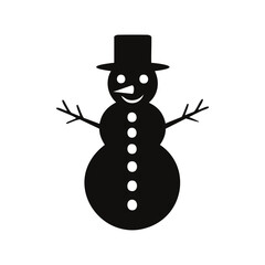 Black Snowman Icon With Top Hat And Five Buttons winter