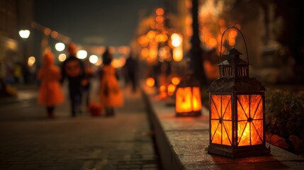 Warm Lantern Glow on a Festive Autumn Night
