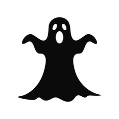 Black Ghost Silhouette with Open Mouth and Eyes halloween