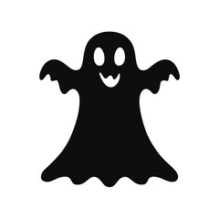 Black Halloween Ghost Silhouette with Smiling Face Keywords: ghost, halloween, silhouette