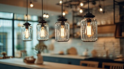 Modern Pendant Lights with Edison Bulbs in Stylish Interior