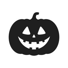 Black Halloween Jack-o- Lantern Silhouette with Happy Face Keywords: halloween, jackolantern