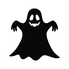 Black Halloween Ghost Silhouette with Grinning Face Keywords: ghost, halloween, silhouette