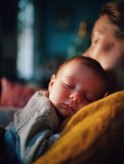 Peaceful Newborn Cuddles with Parent