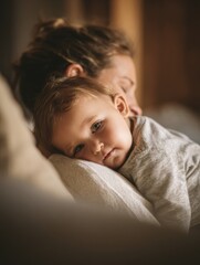 Adorable Baby Cuddles with Loving Mother