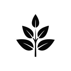Black Silhouette of a Plant with Five Leaves Icon nature