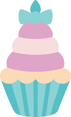 Dreamy pastel cupcake tower vector illustration ideal for sweet designs and celebrations