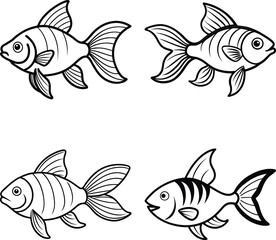 Tropical fish collection isolated on white
