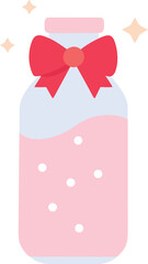 Kawaii strawberry milk bottle vector illustration cute beverage drink icon scalable eps