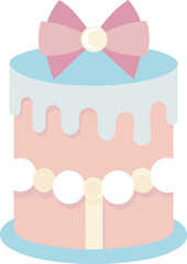 Pastel layered cake with pink frosting drips vector illustration