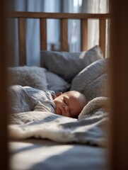 Peaceful Baby Sleeping in Cozy Crib
