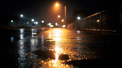 Glistening Urban Night Street