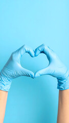 Fototapeta premium Medical Love and Care Concept with Blue Surgical Gloves 