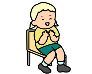 椅子に座る女の子　拍手