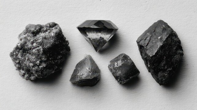 Diamond And Graphite. Arrangement of Carbon Allotropes: Coal, Amorphous, and More