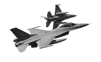 f 16 fighter jet formation in flight isolated on transparent background