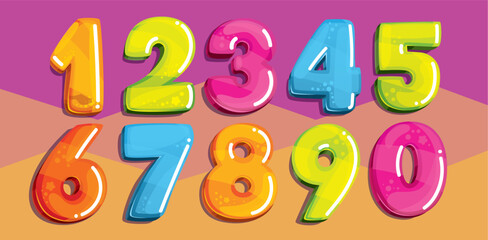 Colorful Cartoon 3D Numbers Set (0 to 9)