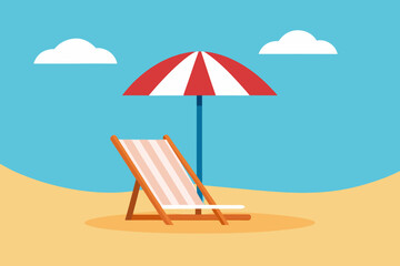 beach chair and umbrella