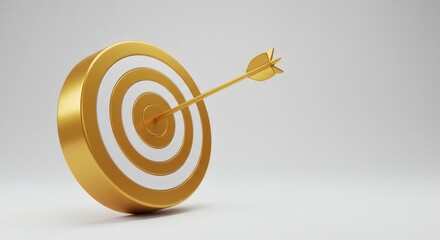 Golden Arrow Hitting Bullseye Target Achieved with Success, and Focus.