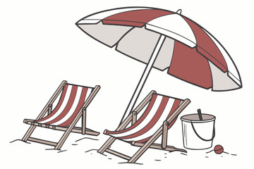 beach chairs and umbrella
