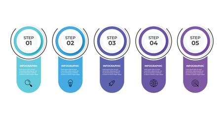 vector infographic template. Flowchart presentation design elements with text space. Data visualization with 5 steps. Process timeline chart. Workflow layout with copyspace