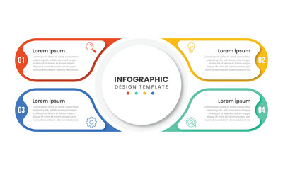 Infographic template with icons and 4 options or steps. Circle. Can be used for workflow layout, diagram, banner, webdesign. Vector illustration