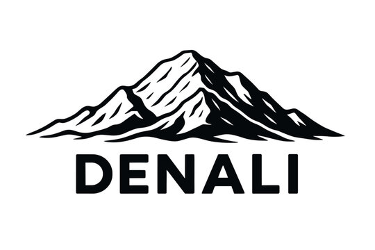 Denali Skyline Logo with Snowy Dome, Glaciers, and Alaskan Wilderness