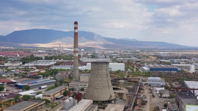Aerial view of thermal power station in Sliven, Bulgaria