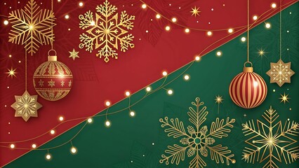 Festive Christmas Holiday Background with Winter Snow and Decorations