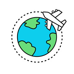 An airplane flying around the Earth.