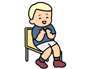 椅子に座る男の子　拍手