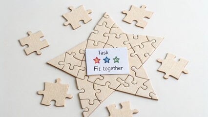 Wooden Puzzle with Task Card for Learning and Team Activities