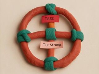 Colorful clay model demonstrating task management and strong ties
