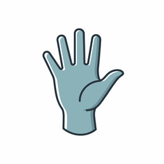 Obraz premium A stylized vector illustration of an open blue hand with five fingers spread apart, isolated on a white background.