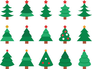 30 festive christmas tree icons vector bundle scalable illustration for seasonal design projects